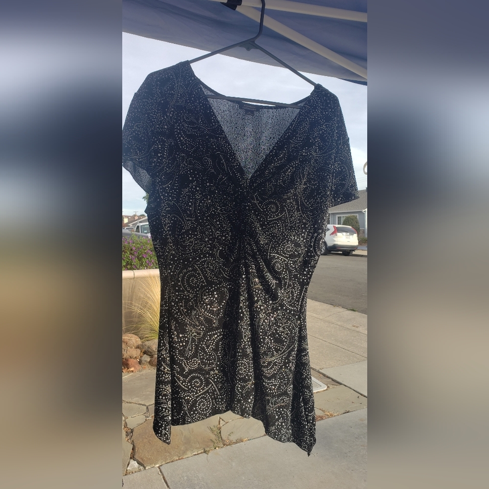 Silver and Black beaded top